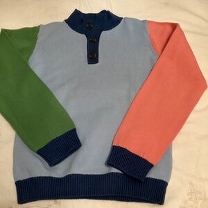 Classic prep multi color mock neck cotton sweater size 14 fits best as a 12 to14